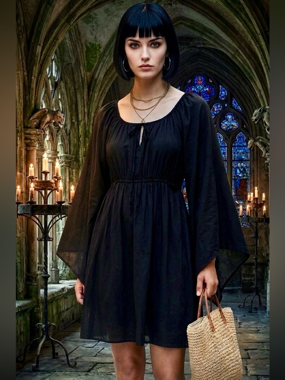 Earthbound Black Flowy Dress
